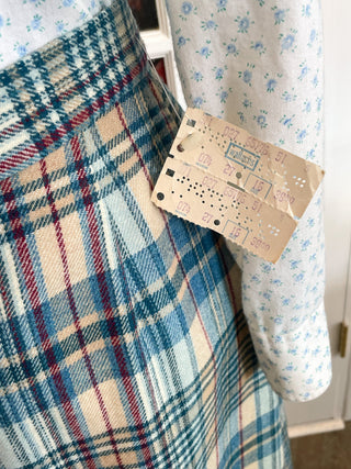 Vintage DEADSTOCK Young Pendletons Blue Plaid Long Maxi Wool Skirt