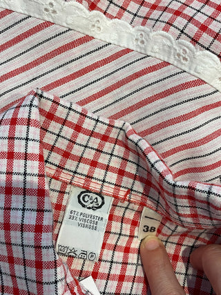 Vintage 1970s Red Stripes Prairie Maxi Long Dress