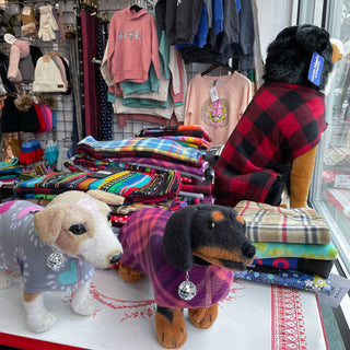 Grateful Dead Blue and Orange Plaid Fleece Dog Coat