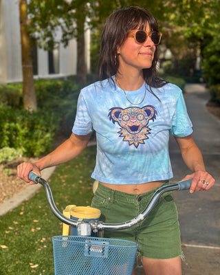 Grateful Dead Paisley Bear Face Tie Dye Women's Crop T