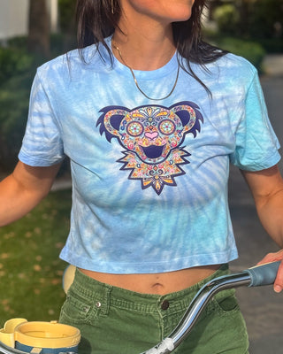 Grateful Dead Paisley Bear Face Tie Dye Women's Crop T