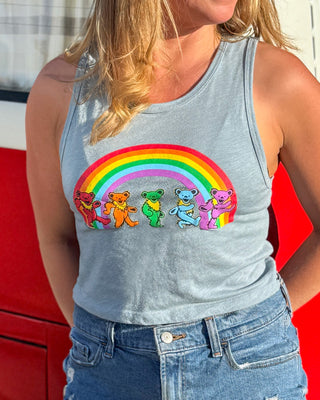 Grateful Dead Rainbow Bears Muscle Crop Tank