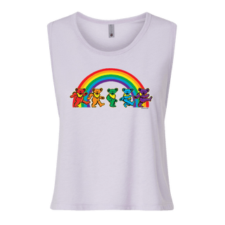Grateful Dead Rainbow Bears Muscle Crop Tank