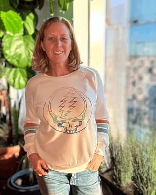 Grateful Dead Sunset Stealie Women's Striped Sweatshirt