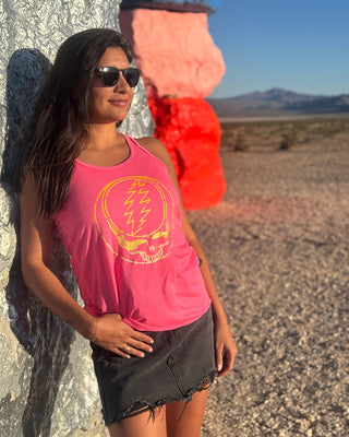 Grateful Dead Yellow Stripes Stealie Flowy Racerback Tank