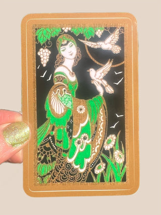 Green Bird Goddess Sticker