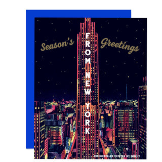 Rockefeller at Night Holiday Greeting Card