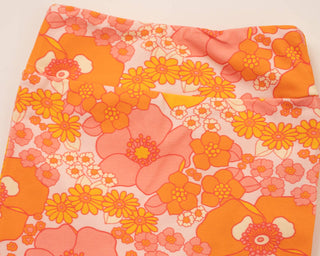 Orange and Pink Flower Power Girls Bell Bottoms Leggings