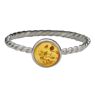 Cognac Amber Sterling Silver Ring