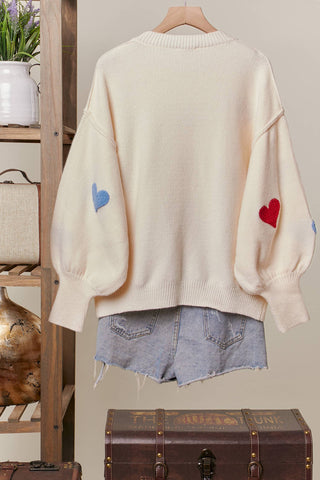 Sweet Hearts Round Neck Sweater