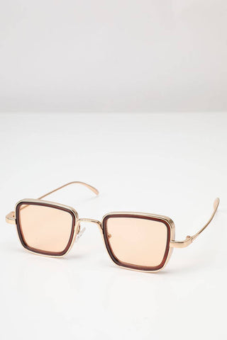 Tinted Metal Frame Rectangular Sunglasses