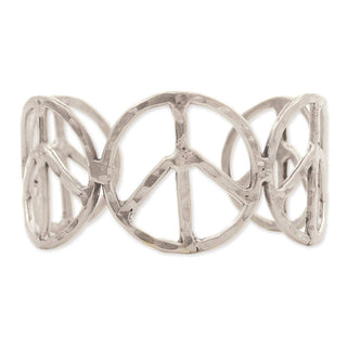 Silver Peace Sign Cuff Bracelet