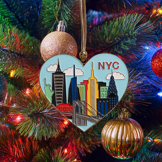 New York City Skyline Heart Holiday Ornament