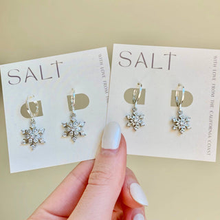 Snowflake Silver Hoop Earrings