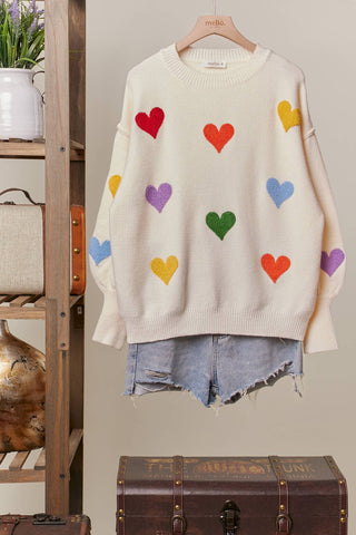 Sweet Hearts Round Neck Sweater
