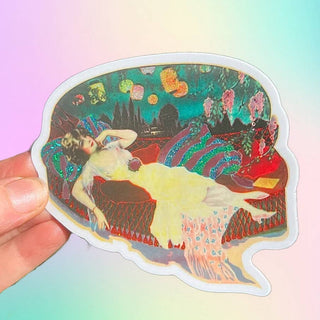 Lady Reclining on Hammock Glitter Sticker