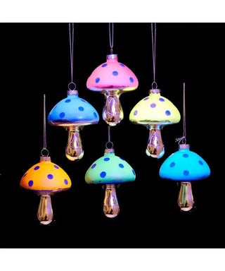 Glass Glow Dark Mushroom Ornament