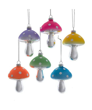 Glass Glow Dark Mushroom Ornament