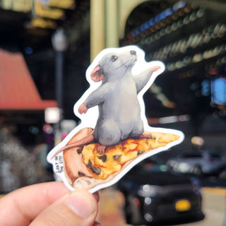 Surfing Pizza Rat Sticker