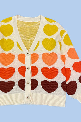 Multicolored Heart Cardigan