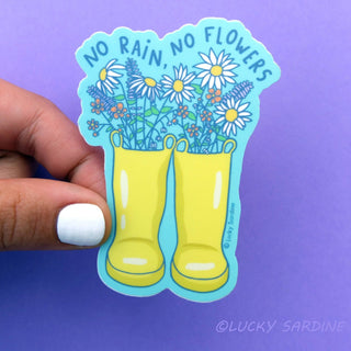 No Rain No Flowers, Rainboots Vinyl Sticker