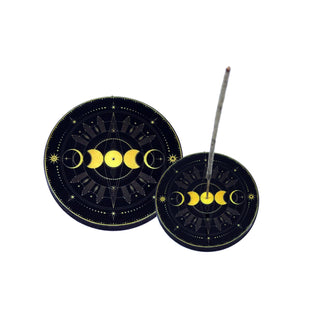 Triple Moon Round Wooden Ash Catcher Stand 4"