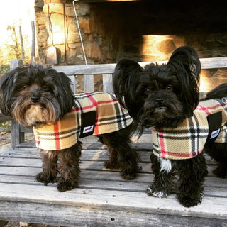 London Camel Plaid Fleece Dog Coat / Snug Pups | Little Hippie