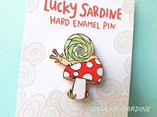 Snail Toadstool Mushroom Hard Enamel Pin