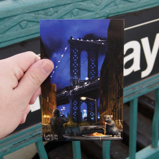 Manhattan Bridge Rat Postcard