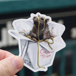 Noodle Lover Rat Vinyl Sticker