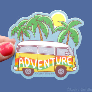 Yellow Adventure Hippie Van Vinyl Sticker