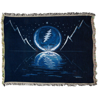 Grateful Dead Blue Moon Stealie Woven Cotton Blanket | Little Hippie