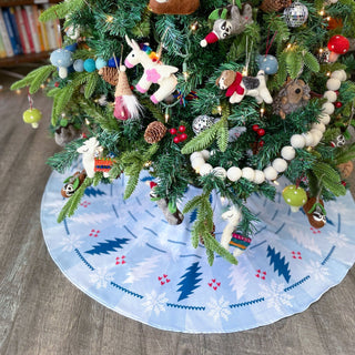 Grateful Dead Blue Bolts Snowflakes Tree Skirt