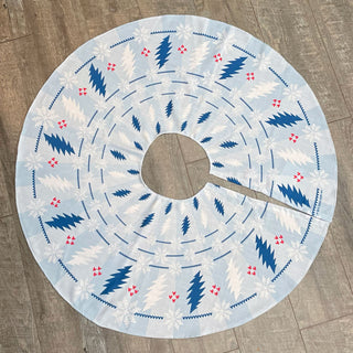 Grateful Dead Blue Bolts Snowflakes Tree Skirt