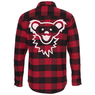 Grateful Dead Dancing Bear Red/Black Face Men's Flannel | Little Hippie