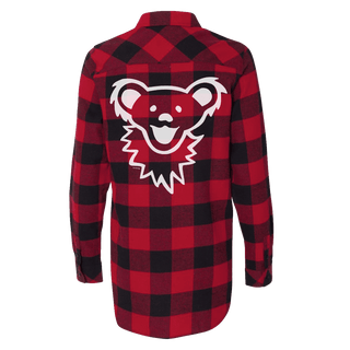 Grateful Dead Dancing Bear Face Red/Black Women's Flannel | Little Hippie