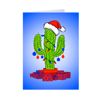 Cactus Christmas Greeting Card on white background