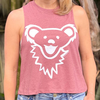 Grateful Dead Bear Face Women's Cropped Racerback Tank