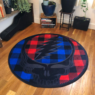 Grateful Dead Buffalo Plaid Stealie Round Area Rug | Little Hippie