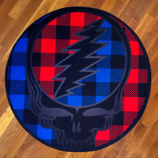 Grateful Dead Buffalo Plaid Stealie Round Area Rug | Little Hippie