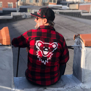 Grateful Dead Dancing Bear Red/Black Face Men's Flannel | Little Hippie