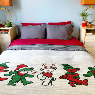 Grateful Dead Jingle Bears Woven Cotton Blanket | Little Hippie