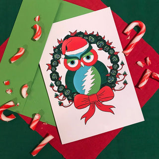 Grateful Dead Holiday Owl Greeting Card | Little Hippie
