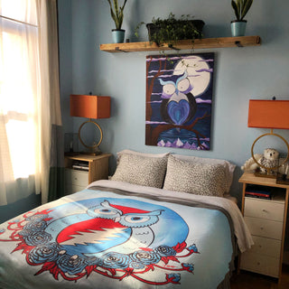 Grateful Dead Owl Sherpa Fleece Blanket | Little Hippie