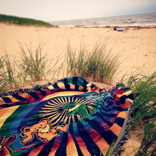 Grateful Dead Rainbow Bears Woven Cotton Blanket | Little Hippie