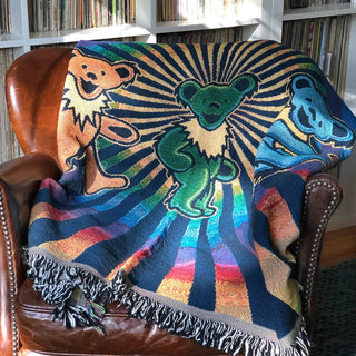 Grateful Dead Rainbow Bears Woven Cotton Blanket | Little Hippie