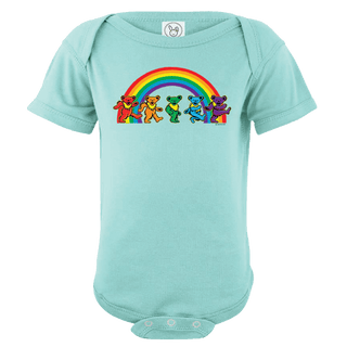 Grateful Dead Rainbow Bears Baby Short Sleeve One Piece