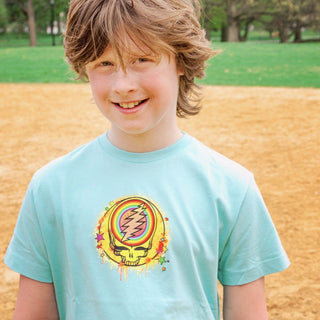 Grateful Dead Rainbow Splatter Stealie Youth T Shirt | Little Hippie