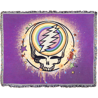 Grateful Dead Violet Rainbow Splatter Stealie Woven Cotton Blanket | Little Hippie