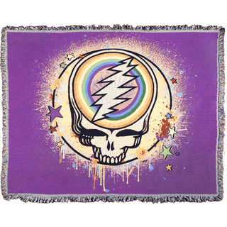 Grateful Dead Violet Rainbow Splatter Stealie Woven Cotton Blanket | Little Hippie